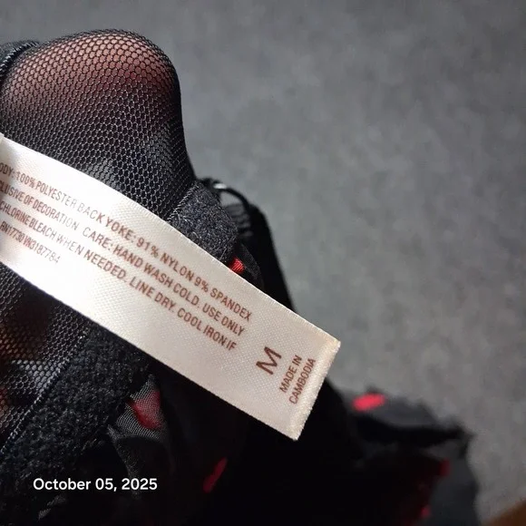 Gilligan‎ & O'Malley Sleepwear Sexy Night Shirt With Hearts Black Size Medium - Picture 5 of 6